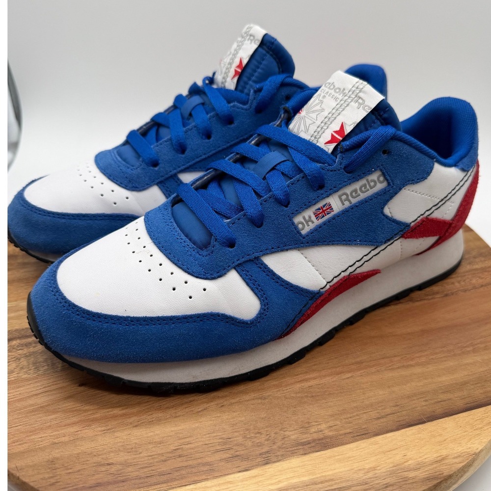 Reebok Classic Leather Blue White Red Men's Size 6 Sneakers Low Top 0290